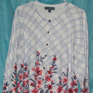 Floral Cardigan Button Up Sweater OX & 1X NWT